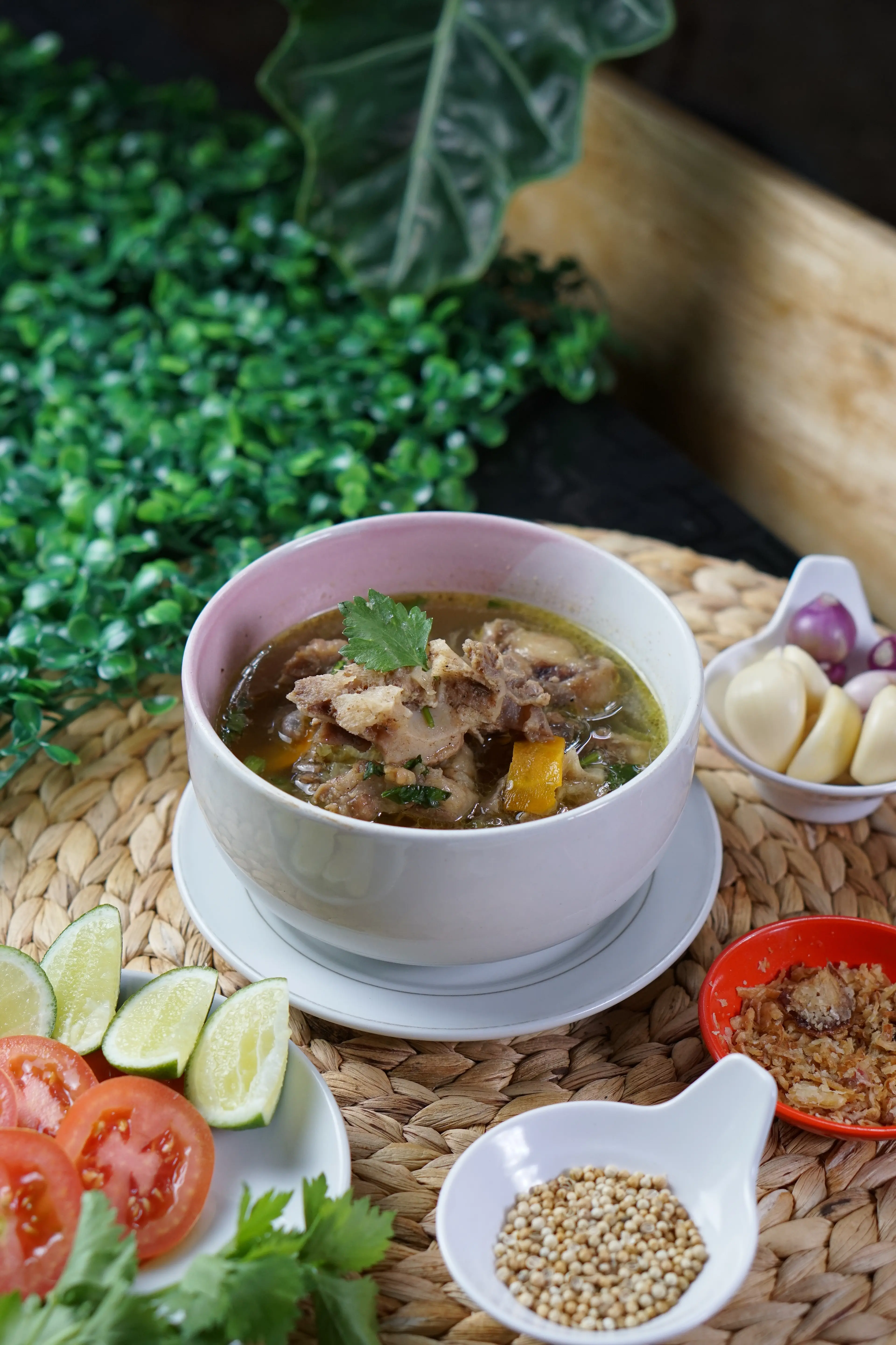 Tender Mutton Soup garnished with Cilantro